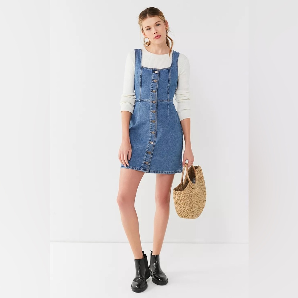 UO Button-Down Denim Mini Dress